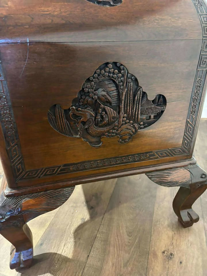 Oriental 1920s Cloud Shaped Carved Cabinet (Camphor Wood)