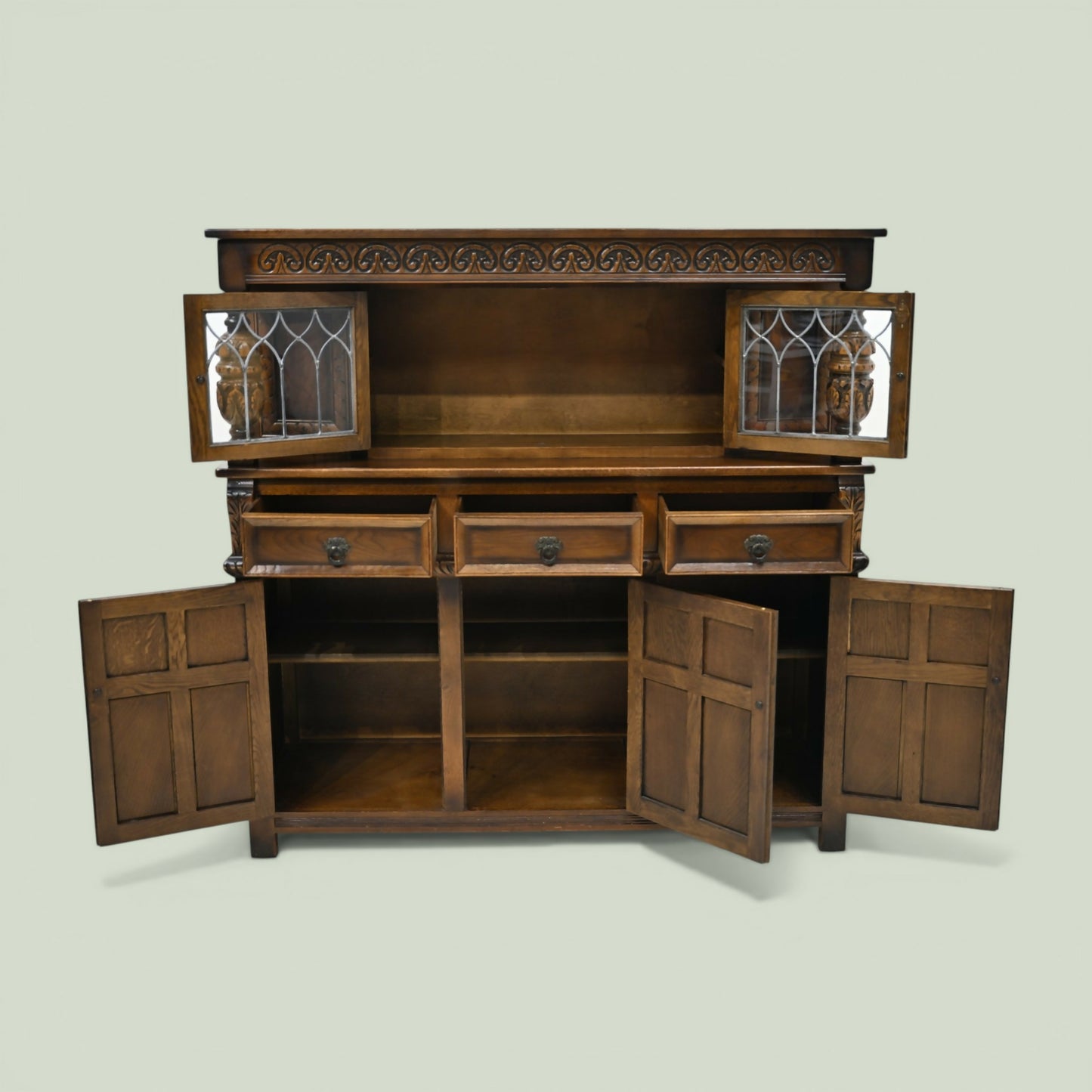 Old Charm Court Cupboard Buffett Sideboard Oak Tudor Style FREE UK Delivery.