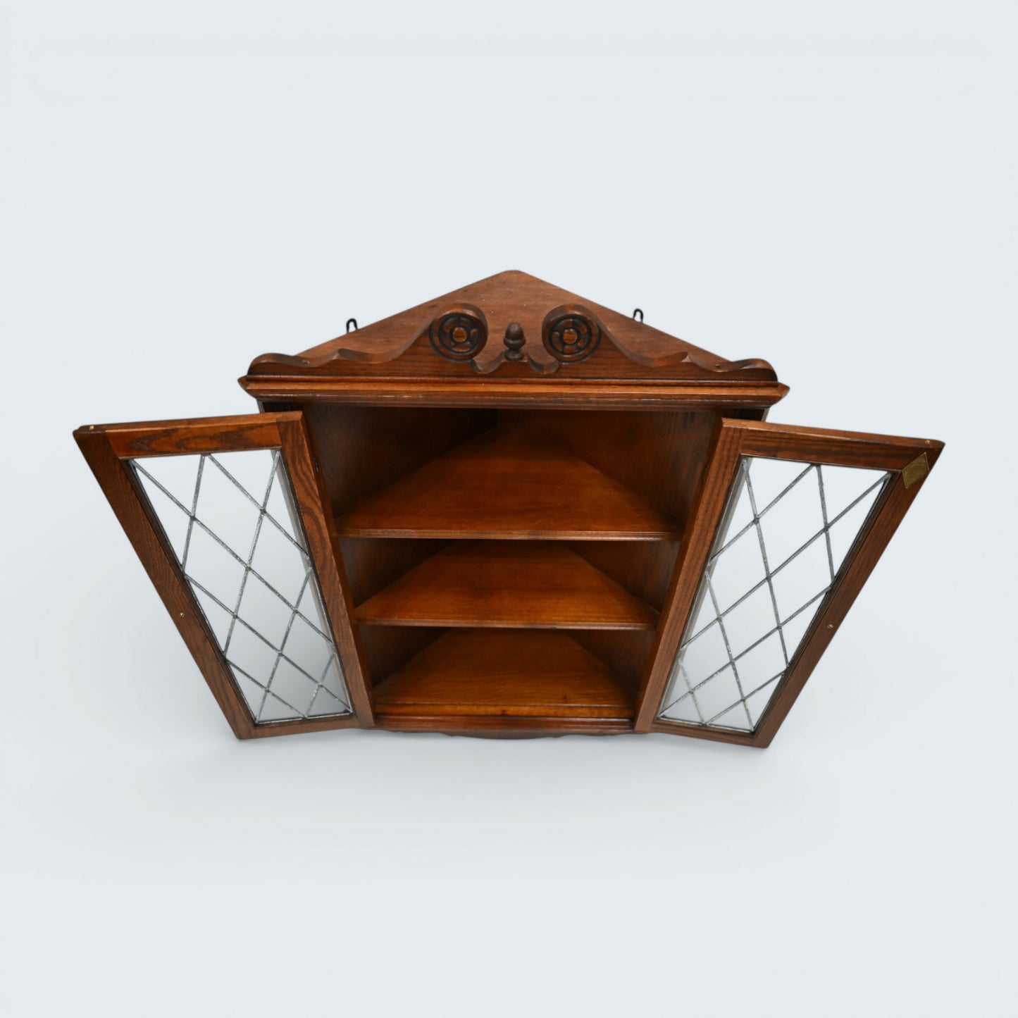 Old Charm Hanging Corner Display Cabinet Leaded Glass Tudor Brown FREE Delivery*