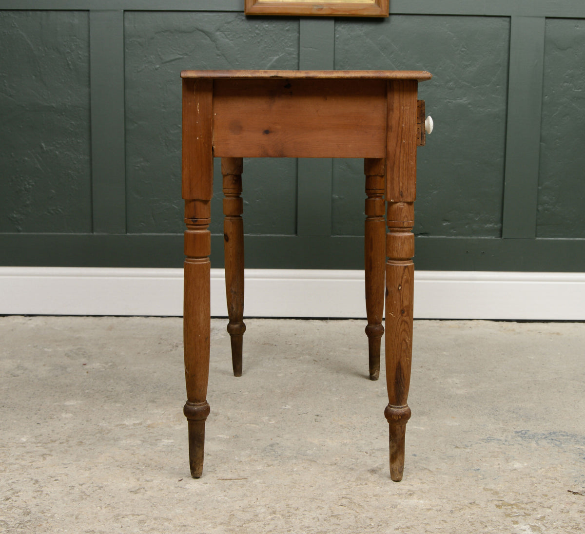 Antique Pine Rustic Console Table Hall Table with Ceramic Handles