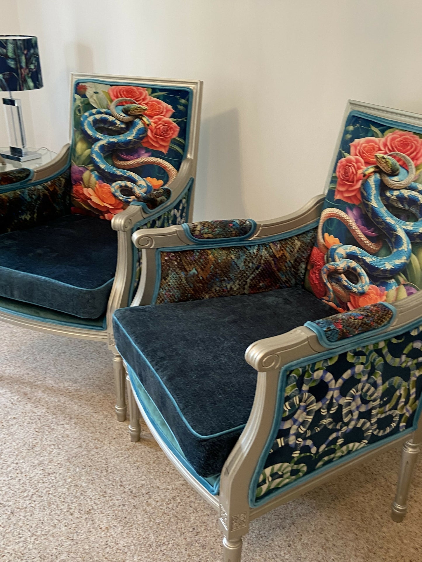 Pair Art Deco Style Armchairs