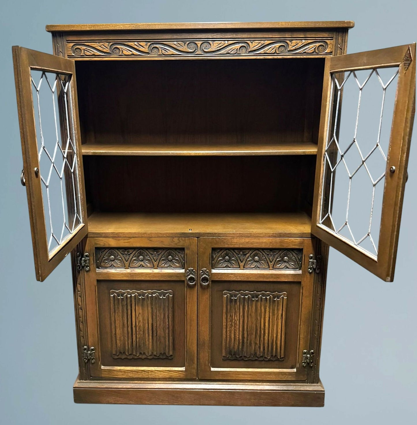 Wood Bros Old Charm Light Oak Bookcase / Display Cabinet
