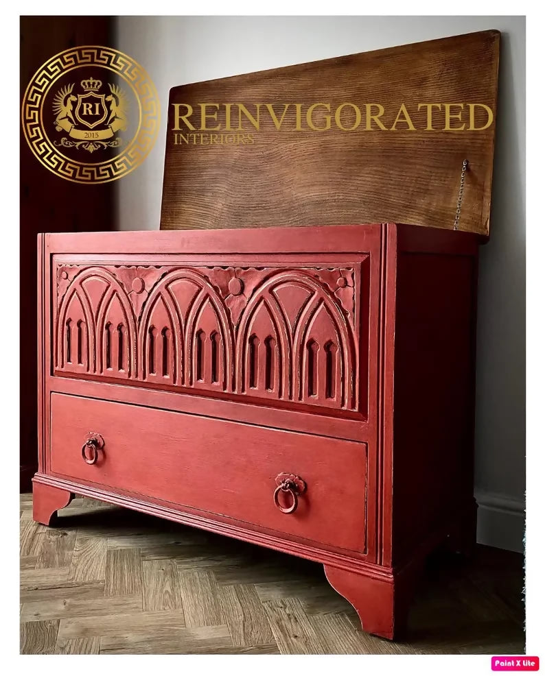 Hand Painted Blanket Box – Vintage Ottoman Trunk – Rustic Wooden Chest – Shabby Chic Storage Box