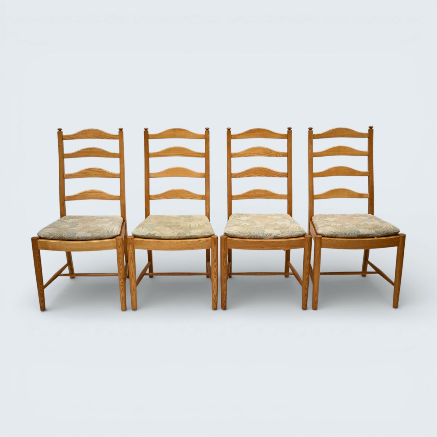 Ercol Set Of 4 Dining Chairs Light Finish Ladderback 1970s FREE UK Delivery*