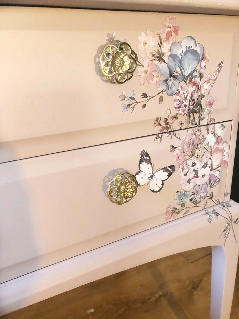 Vintage stag minstre pink floral dressing table, vanity table, pink, pink furniture, bedroom furniture, modern,mirror,stool,