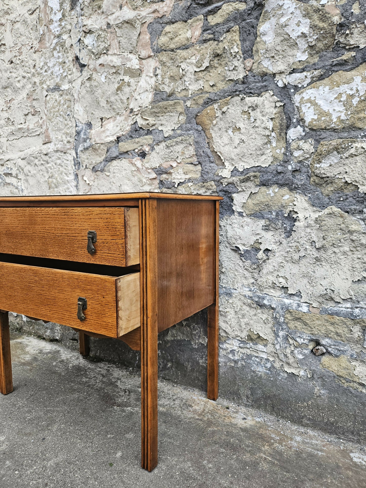 Vintage Chest Of Drawers Two Drawer Oak Cabinet Furniture Tallboy Super Proportions And Detailing