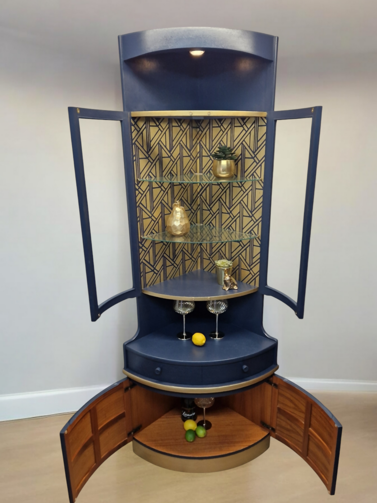 Nathan navy and gold glass Corner unit