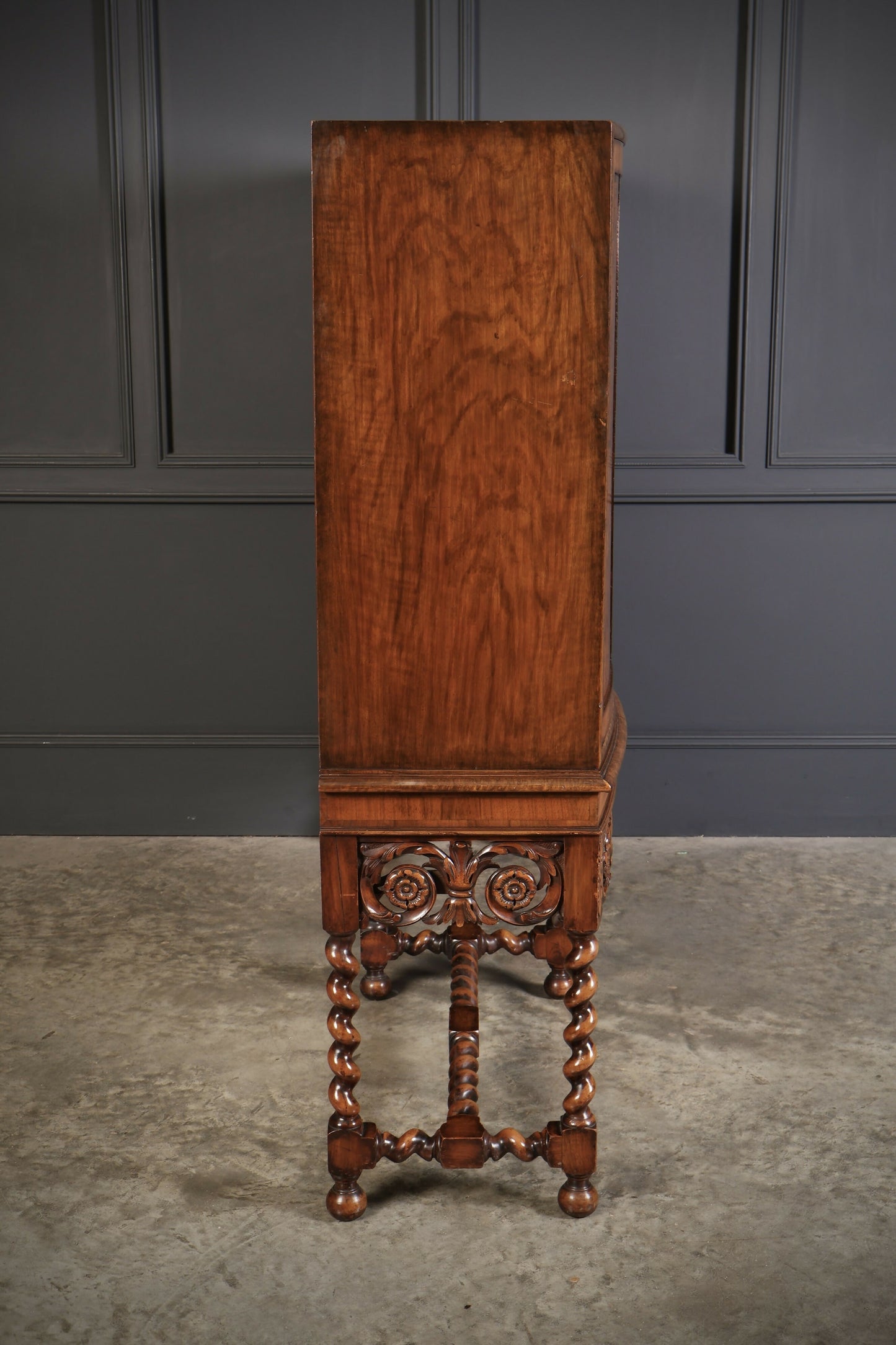 Double Bow Front Burr Walnut Drinks Cocktail Cabinet