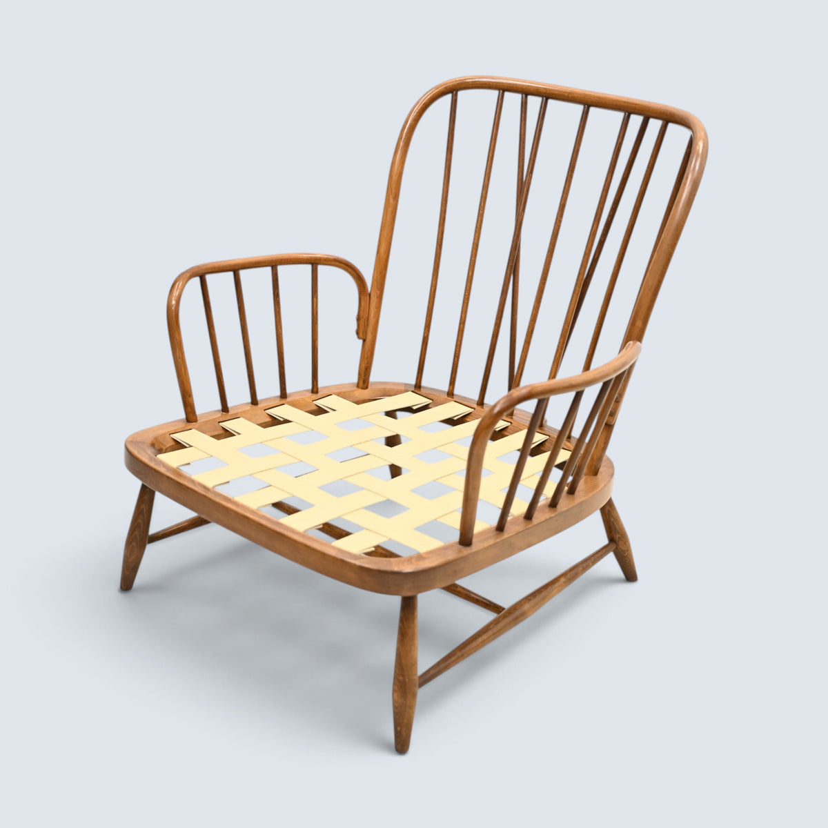 Ercol Jubilee Easy Chair Cream Floral Upholstery New Webbing FREE UK Delivery*