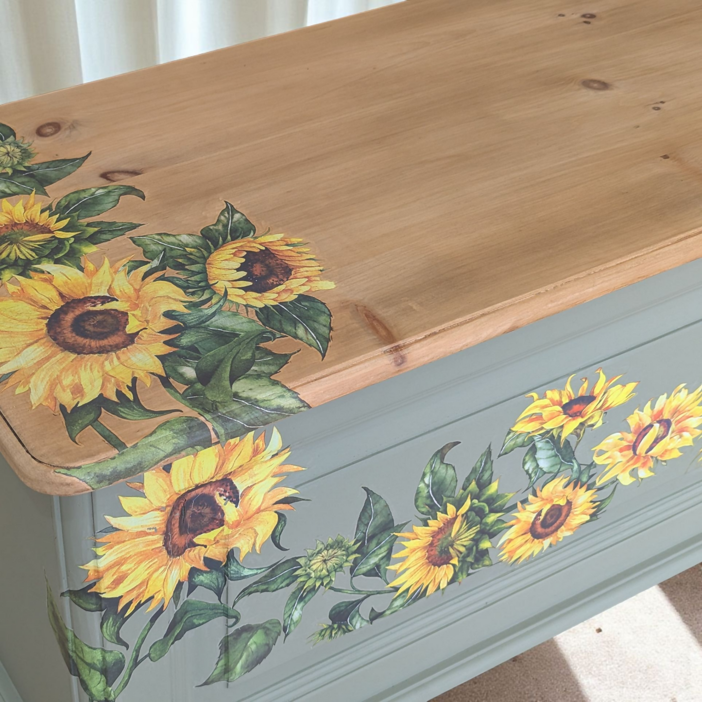 Vintage upcycled green blanket box rustic storage coffee table