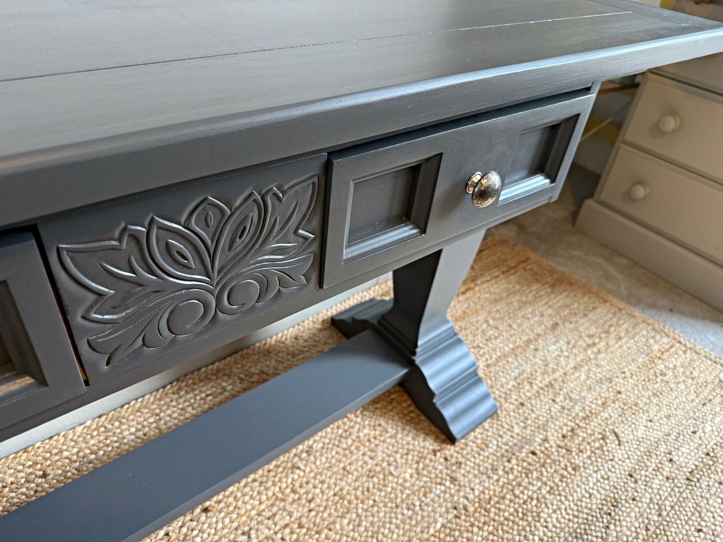 Newly refurbished console table / sideboard large solid wood
