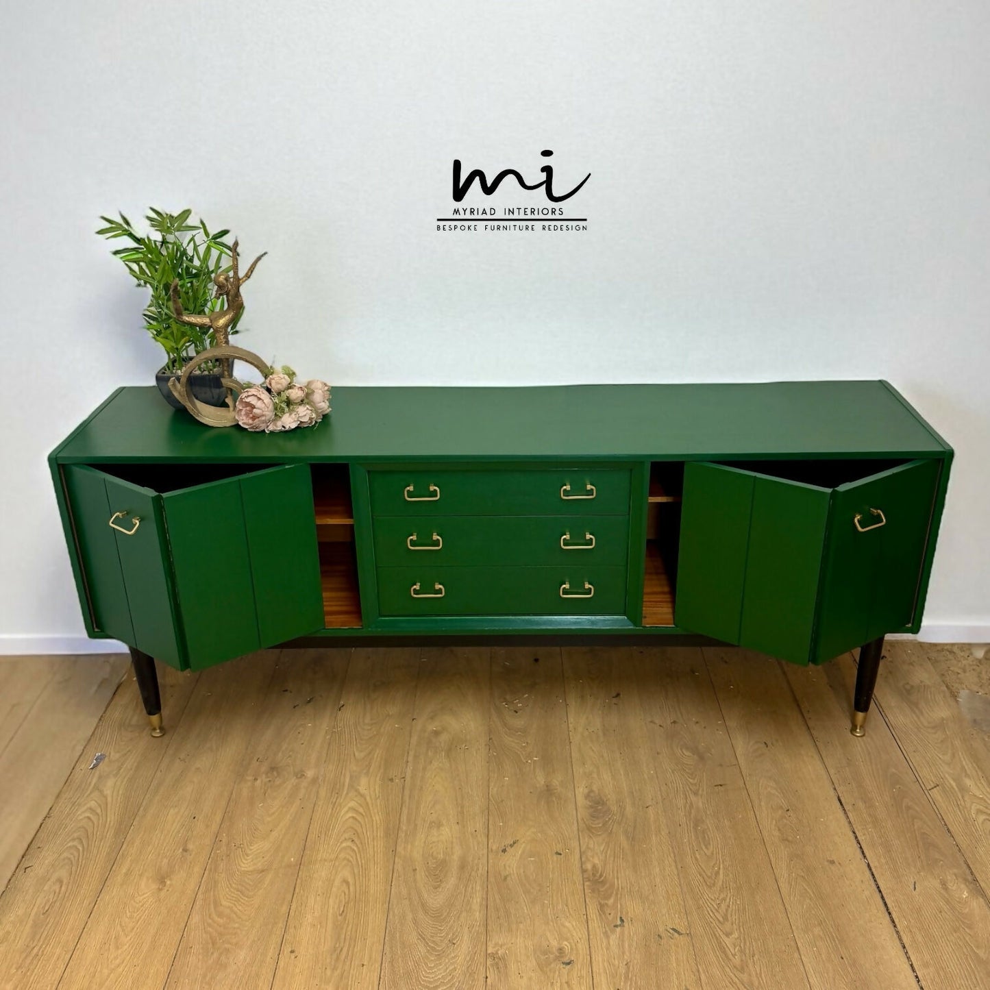 Vintage G Plan sideboard in green, E Gomme Tola, mid century modern, drink cabinet, tv stand, media unit