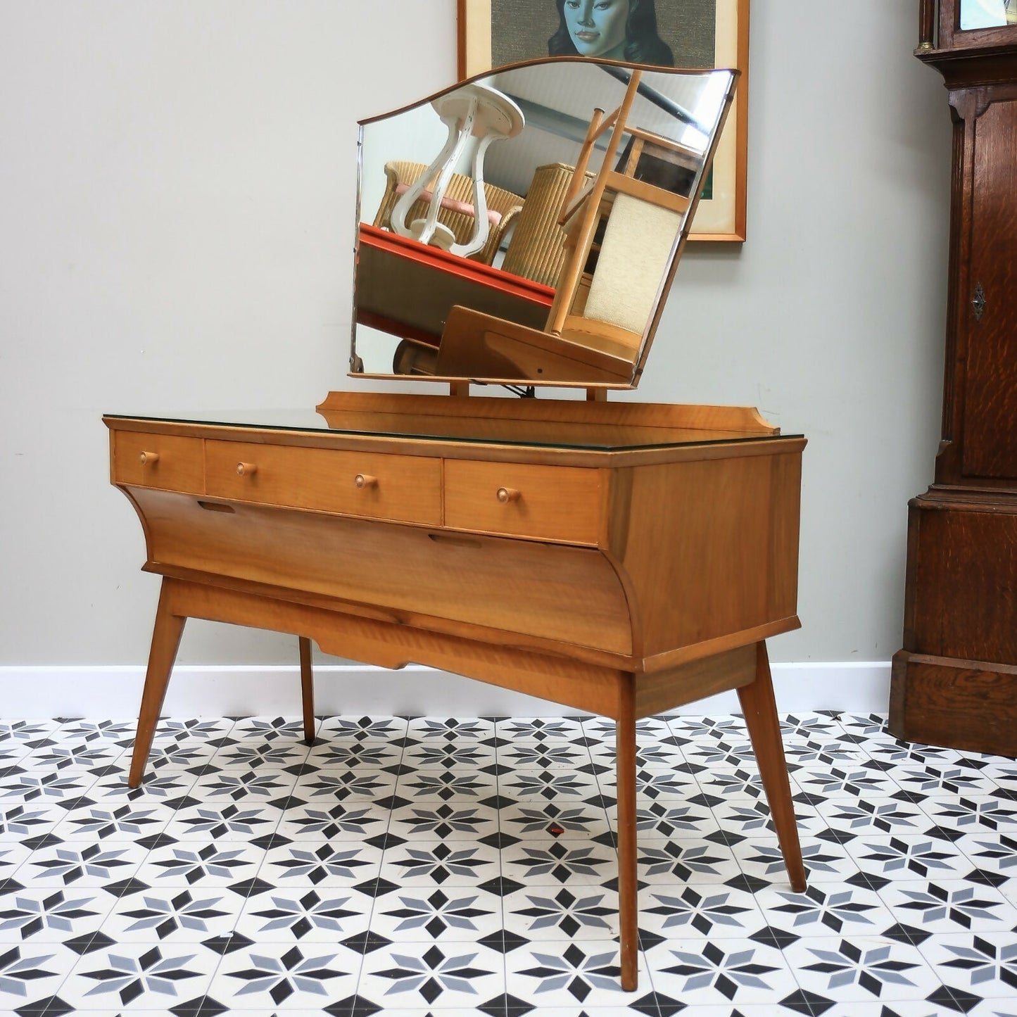 Alfred Cox Mid Century Dressing Table in Walnut 1960s with Single Mirror