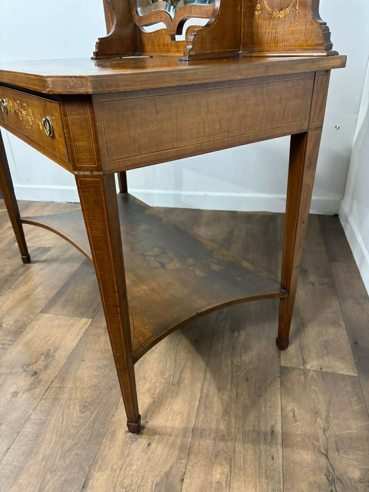 Edwardian Satinwood Inlaid Dressing Table With Swivel Mirror
