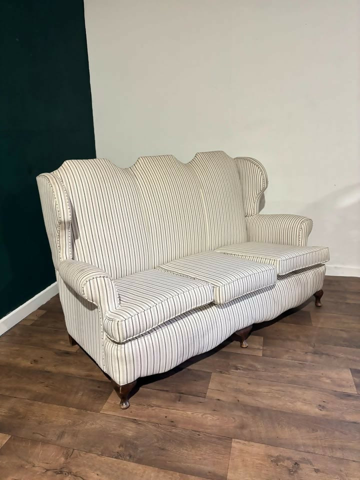Queen Anne Style Triple Camel Back Sofa0