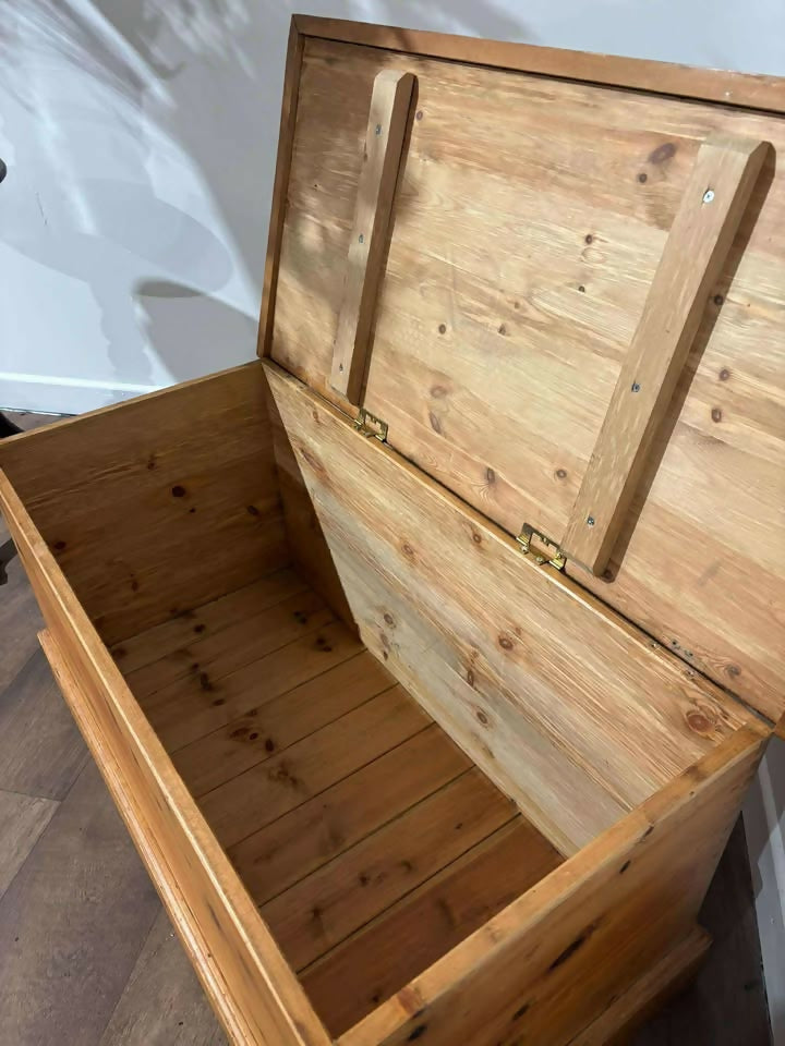 Rustic Stripped Pine Blanket Box