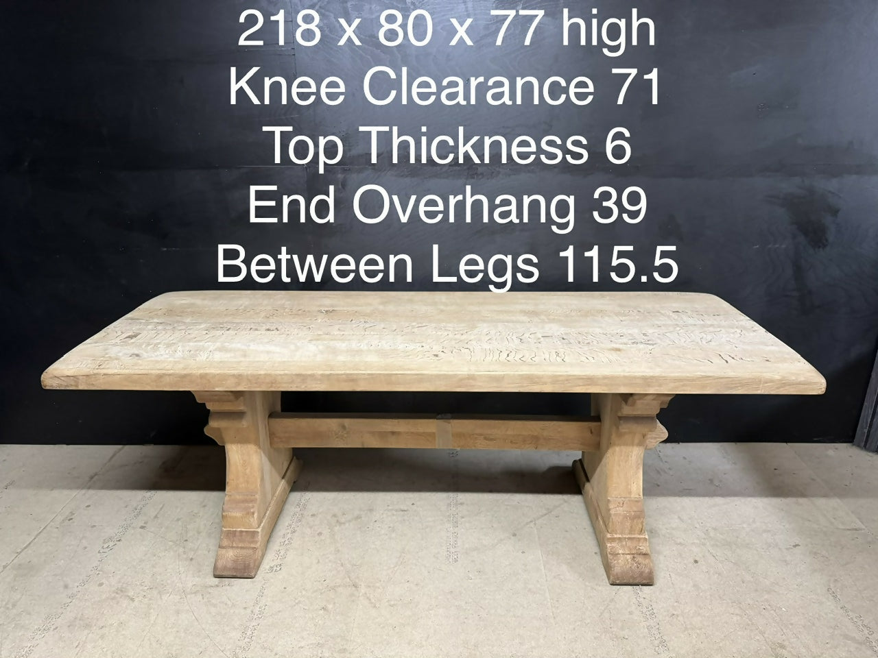 Bleached Oak Farmhouse Dining Table