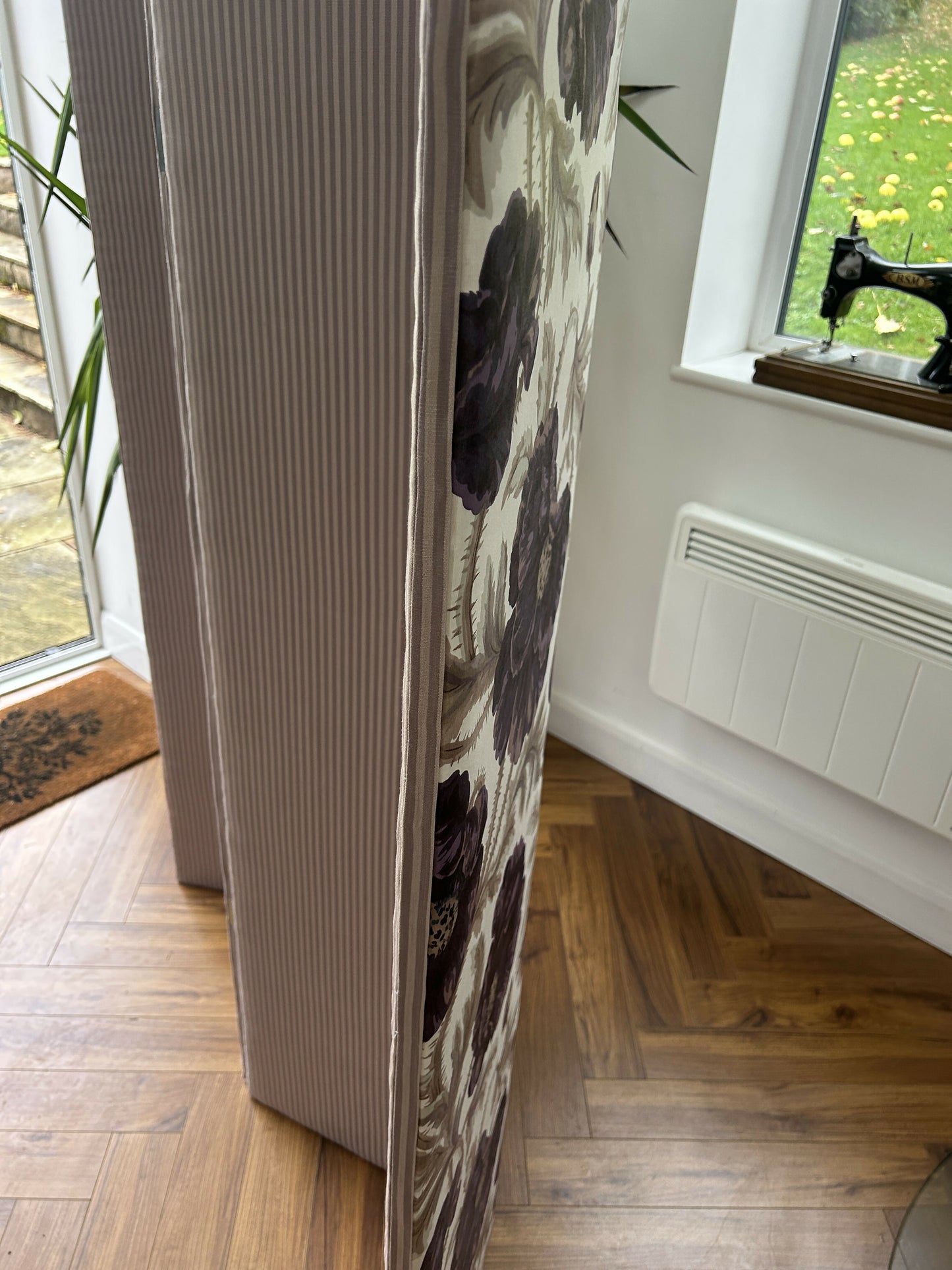 Vintage Reupholstered four- panel Room Divider/ Dressing Screen in Bernard Nevill Fabric