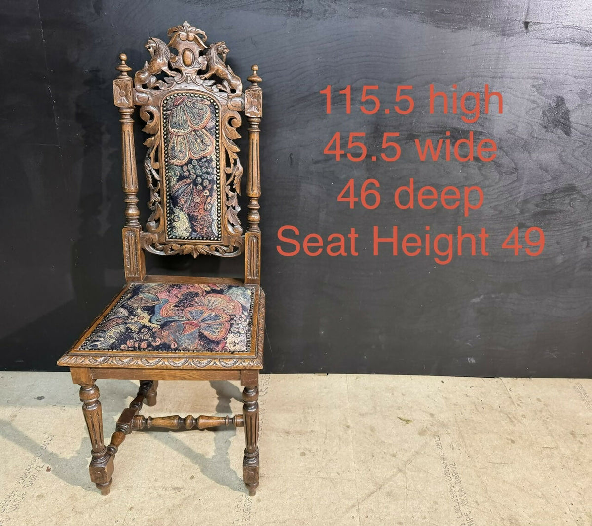 Set 8 French Carved Oak Dining Chairs