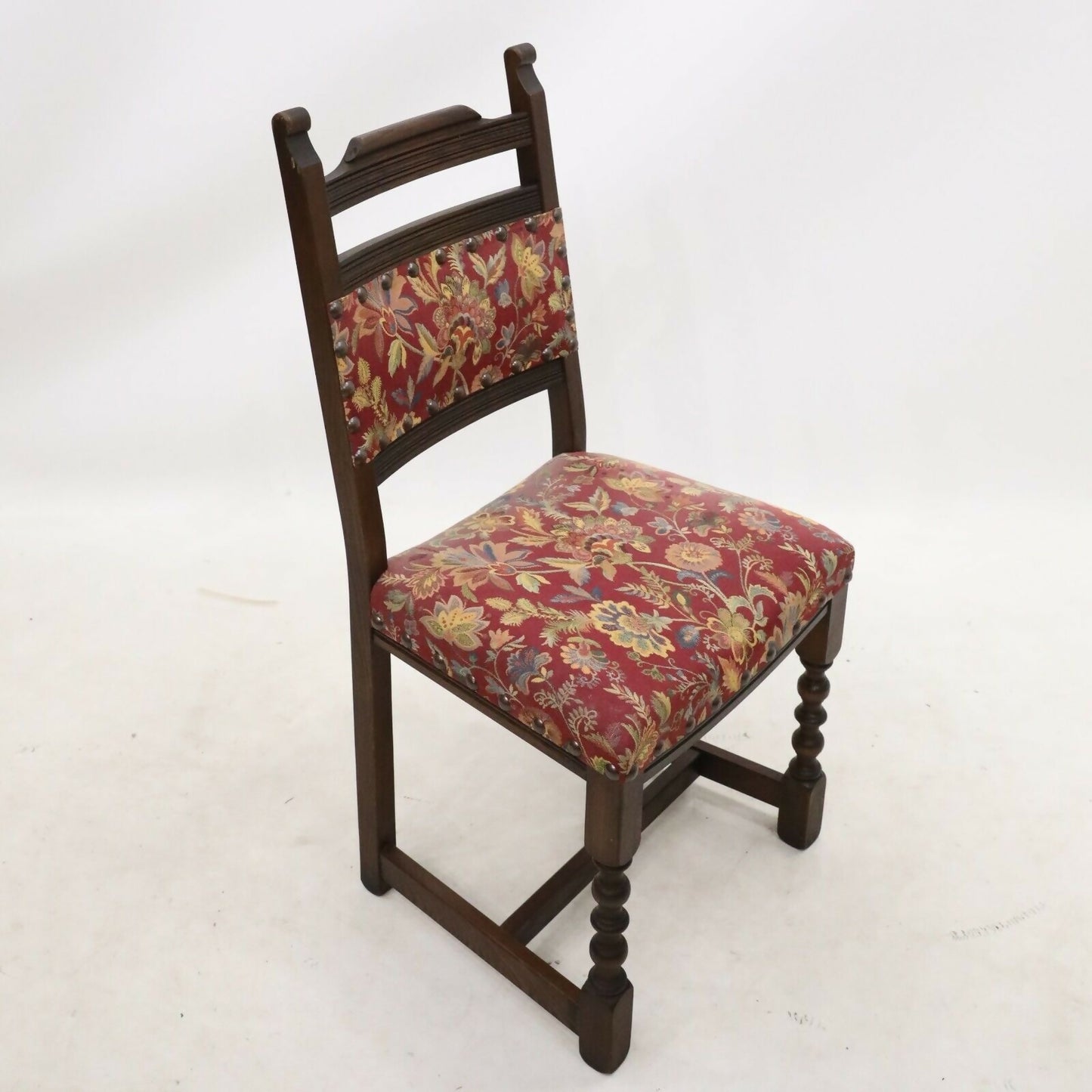 6 Old Charm Dining Chairs Tudor Brown Studded Upholstery FREE UK Delivery