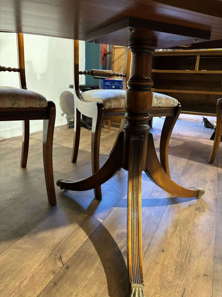 Regency Style Mahogany Twin Pedestal Table with Eight Chairscv