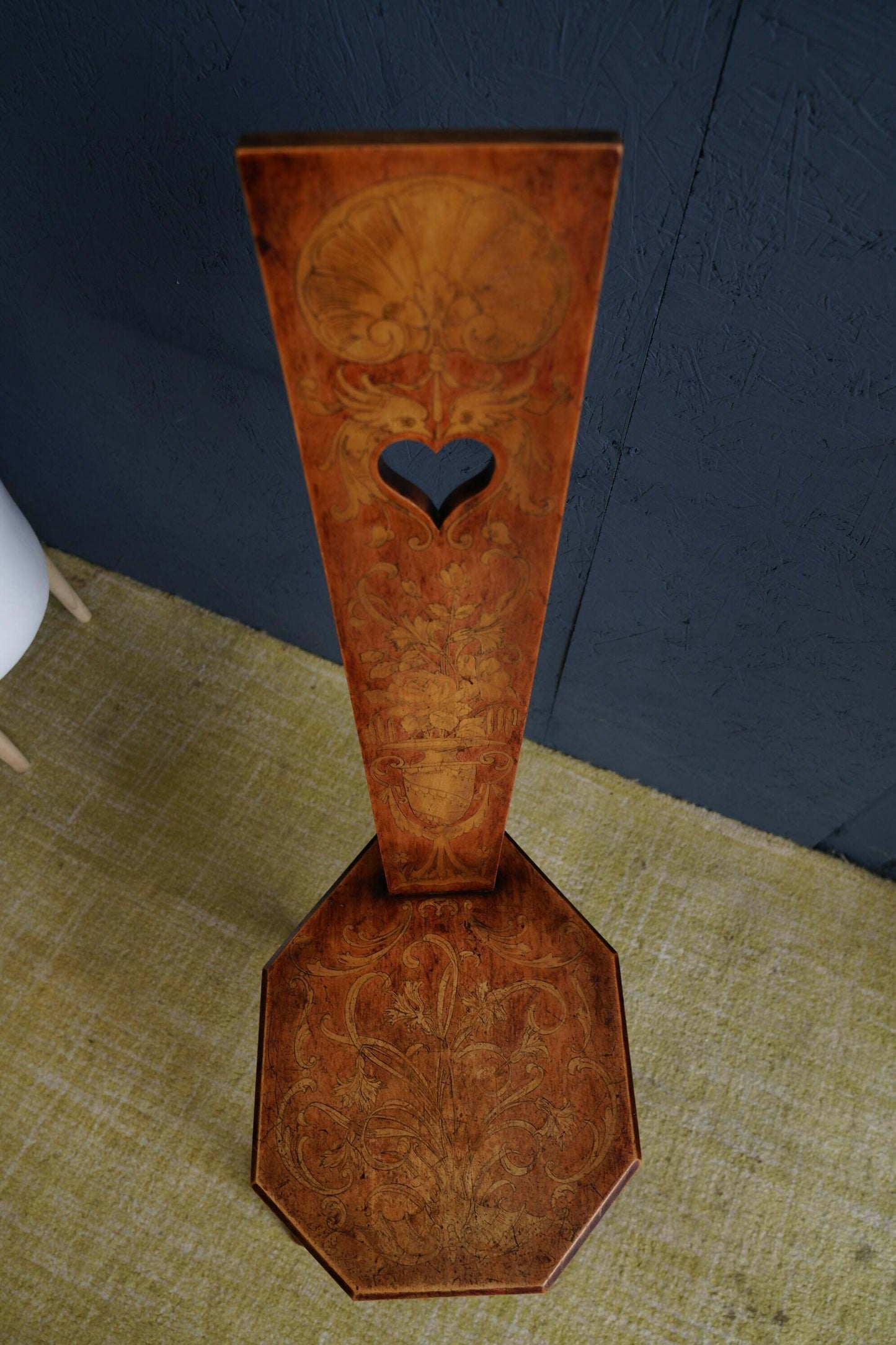Vintage Beech And Oak Heart Back Chair