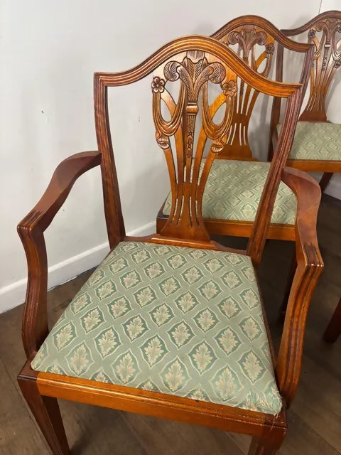 Set Of Six Reproduction Yew Wood Dining Chairs