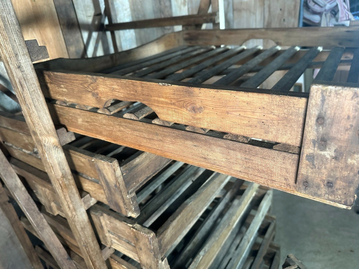 Vintage French Pine Bakers Bread Rack, c 1870