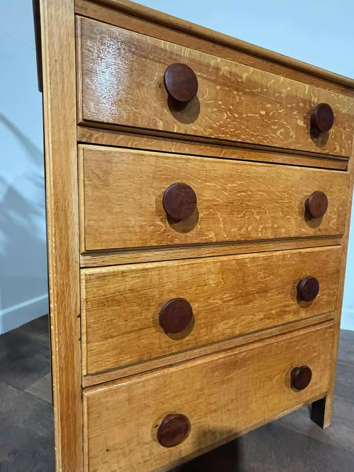 Vintage Oak Four Drawer Chestc