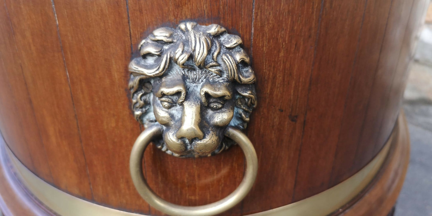 Mahogany and Brass Bound Oval Wine Cooler or Jardinière