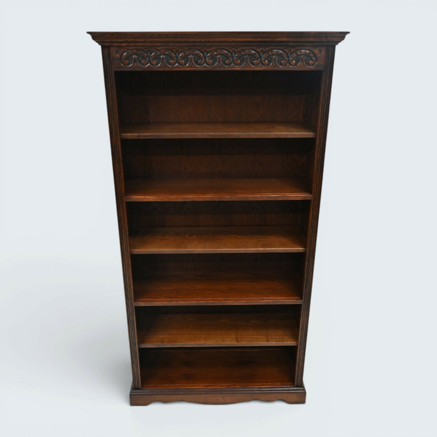 Old Charm Tall Bookcase Finish 5 Shelves Tudor Brown Carvings FREE UK Delivery*