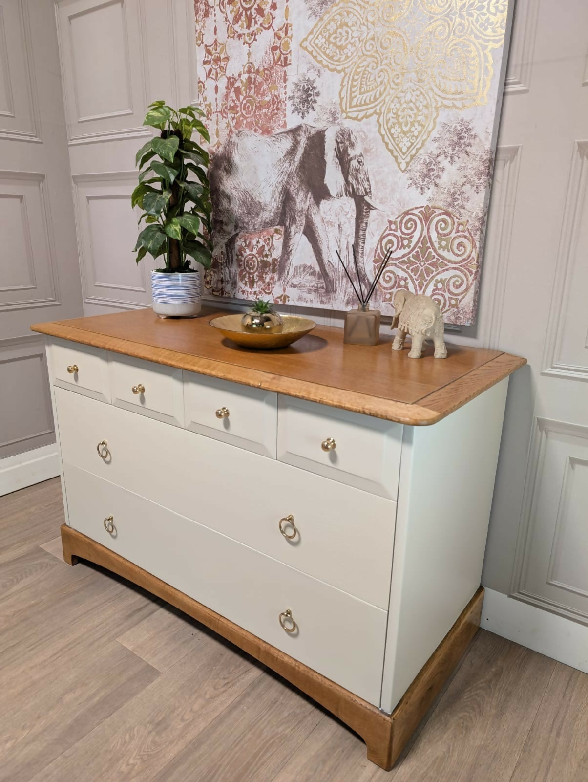 Stag Minstrel Madrigal Range Restored Vintage Drawers French Grey