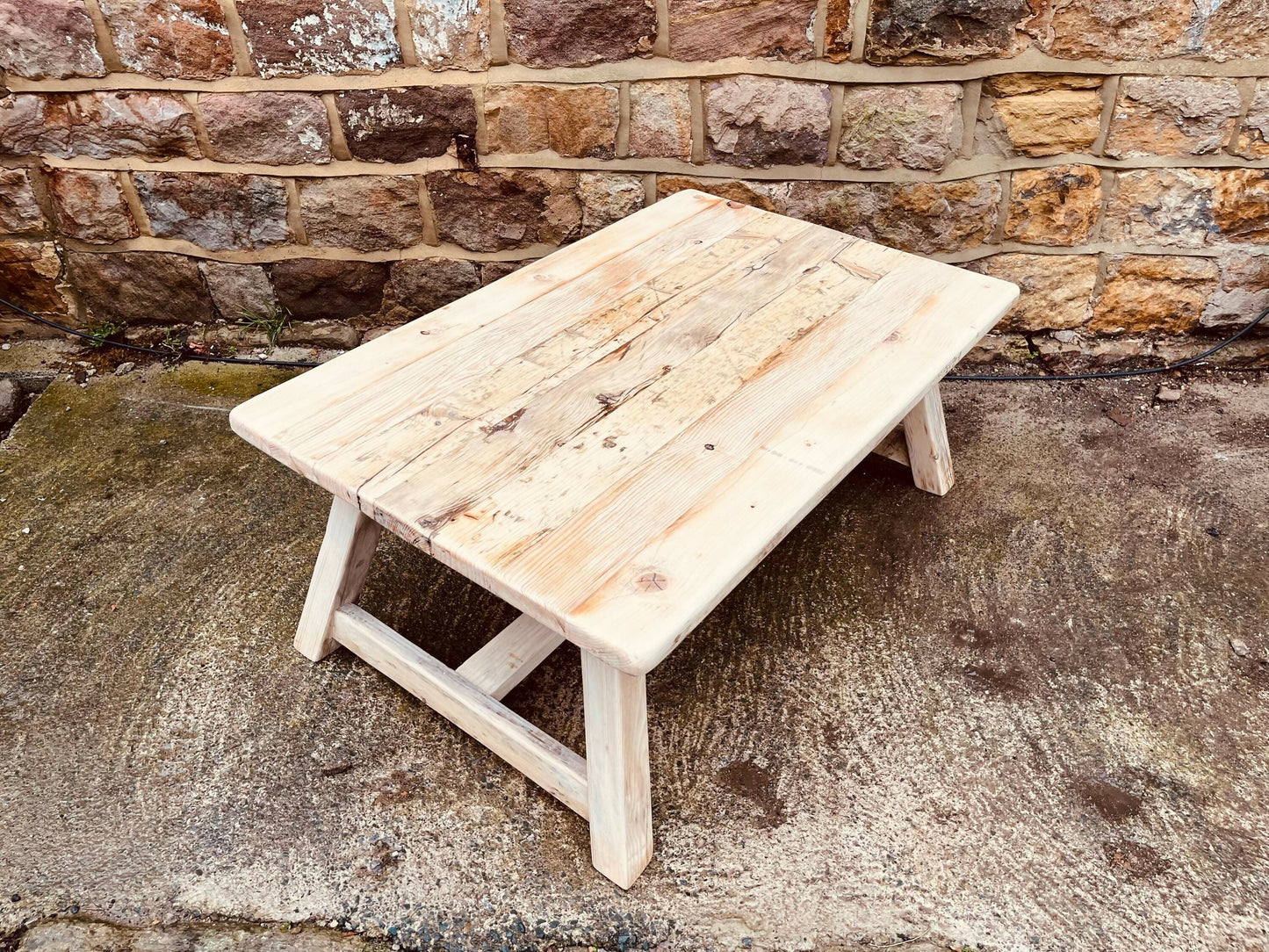 Handmade Reclaimed Wood Coffee Table | Rustic Farmhouse Low Table | Solid Timber | Vintage Cottage Style Living Room Furniture