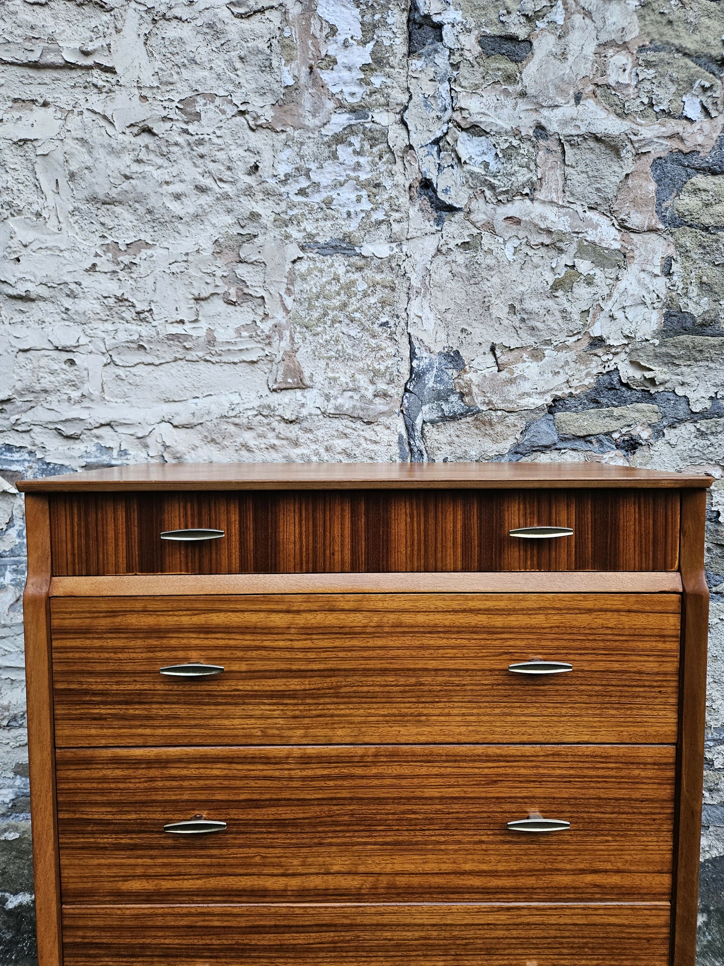 Lebus Chest of Drawers: Mid-Century Modern Tallboy Cabinet Four Drawer