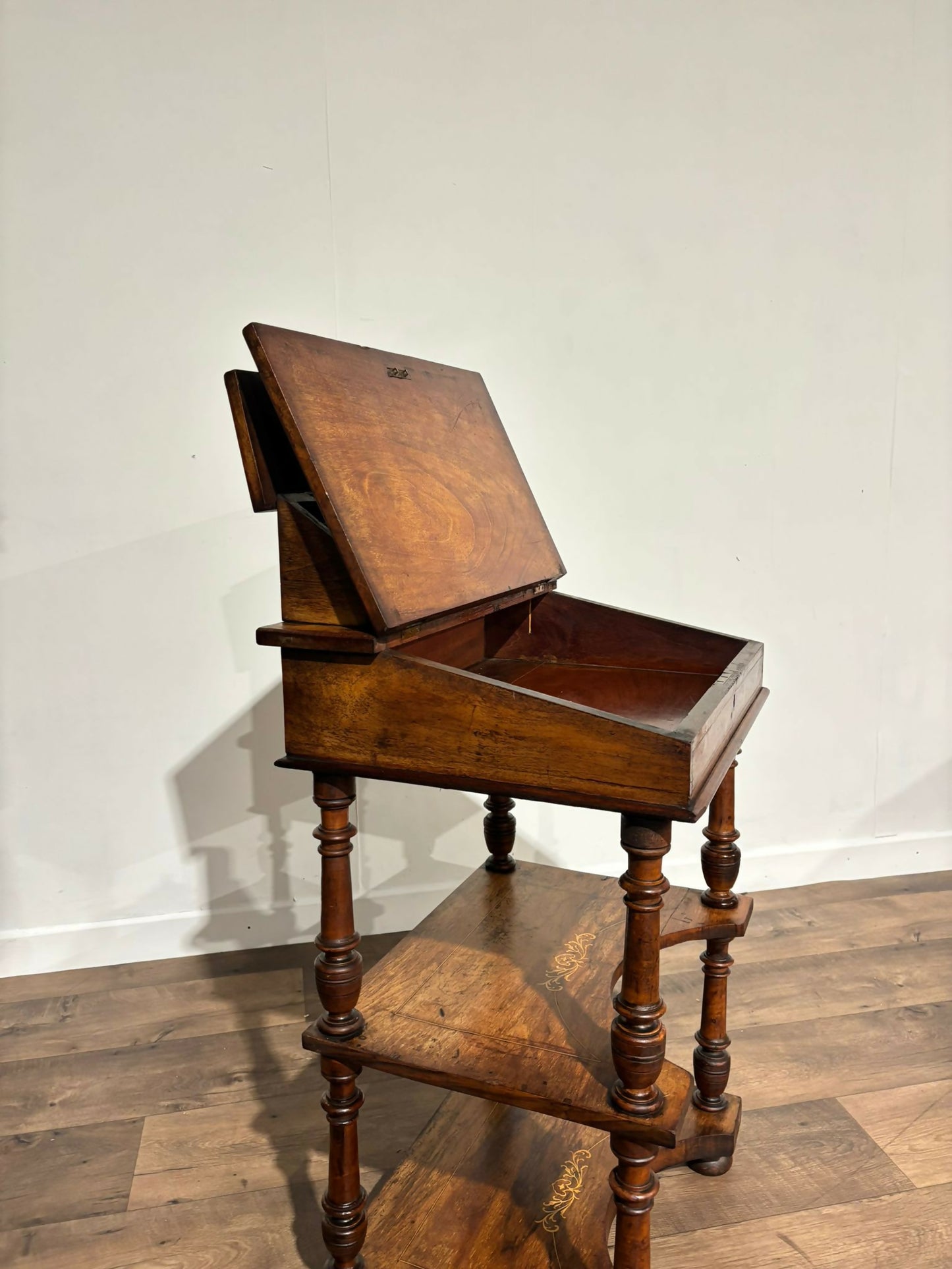 Antique Inlaid Walnut Davenport Style Desk9