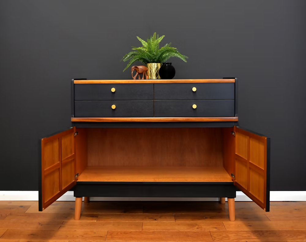 Mid Century Nathan Sideboard, Vintage Teak Drinks cabinet, Retro Media Unit