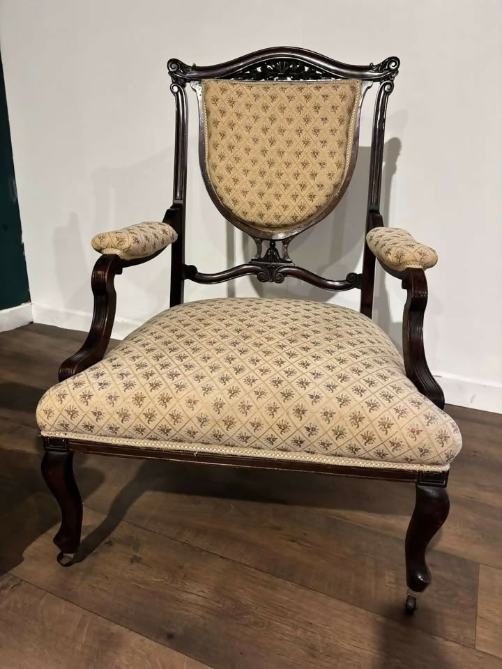 Pair Of Antique Mahogany Framed Drawing Room Chairsc