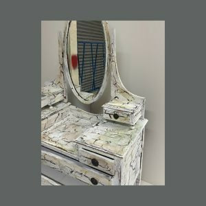 Dressing Table with Mirror, Crackled Effect Spray Technique