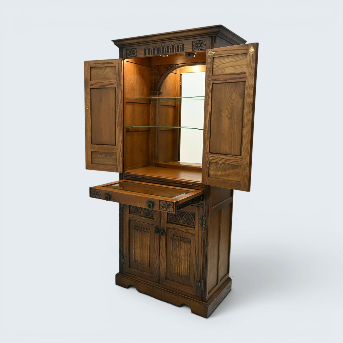 Old Charm Cocktail/Wine Cabinet With Wine Rack For 24 Bottles FREE UK Delivery