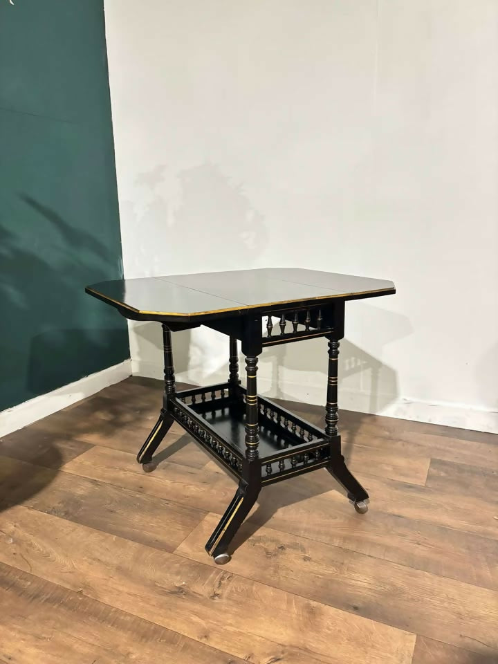 Edwardian Ebony Drop Leaf Side Tablen