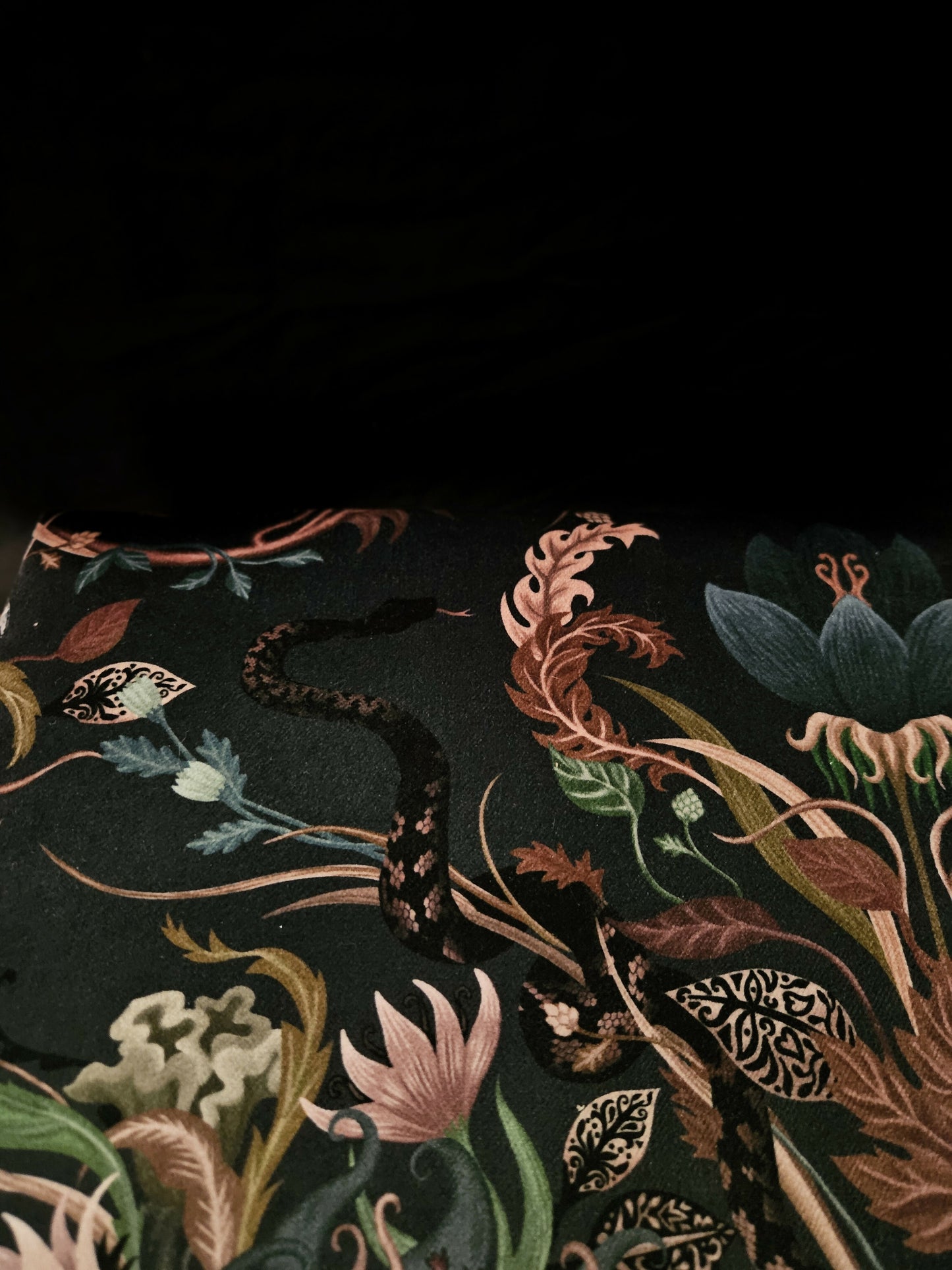 Luxurious handcrafted footstool in Becca Who "Serpentine " fabric