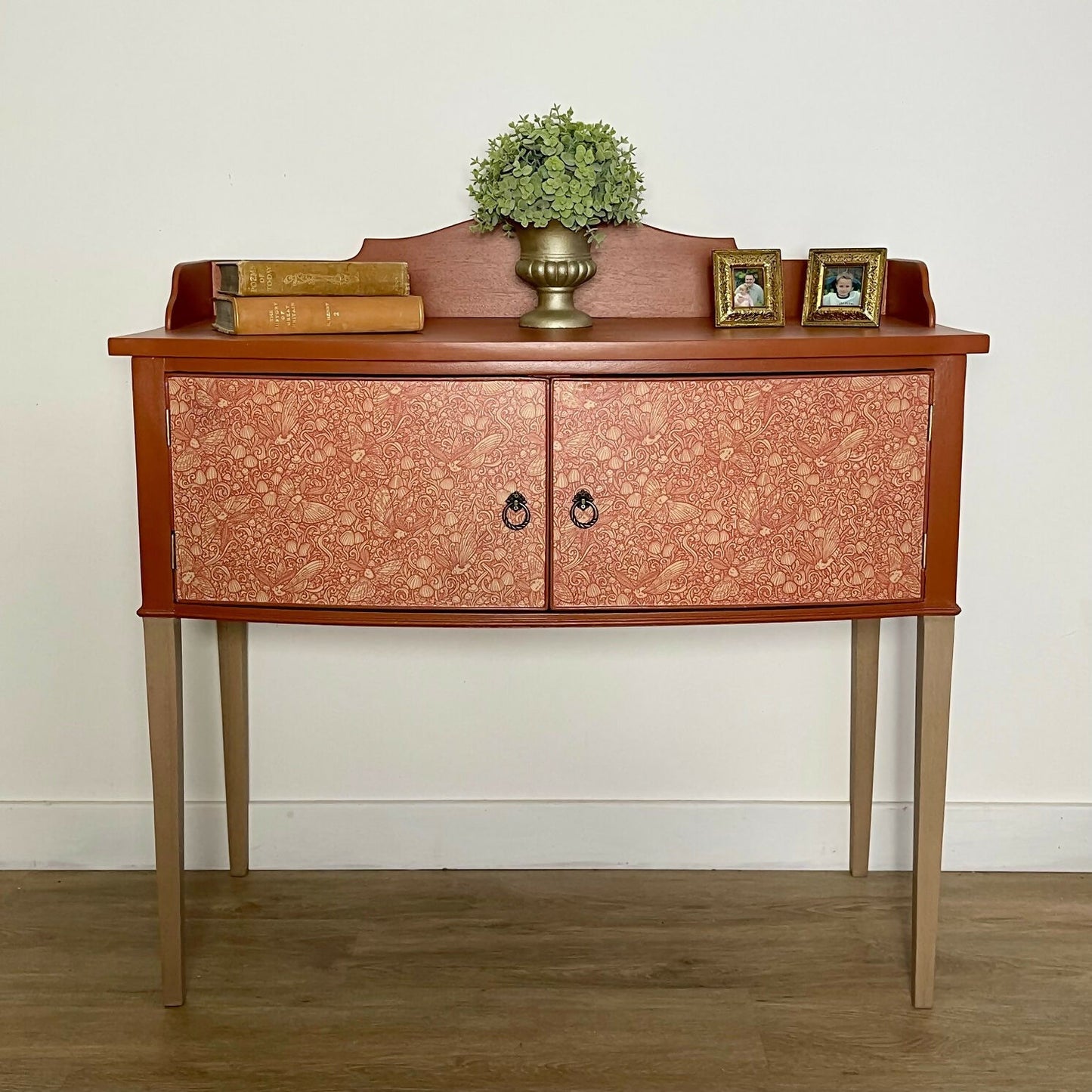 Unique vintage cabinet painted terracotta