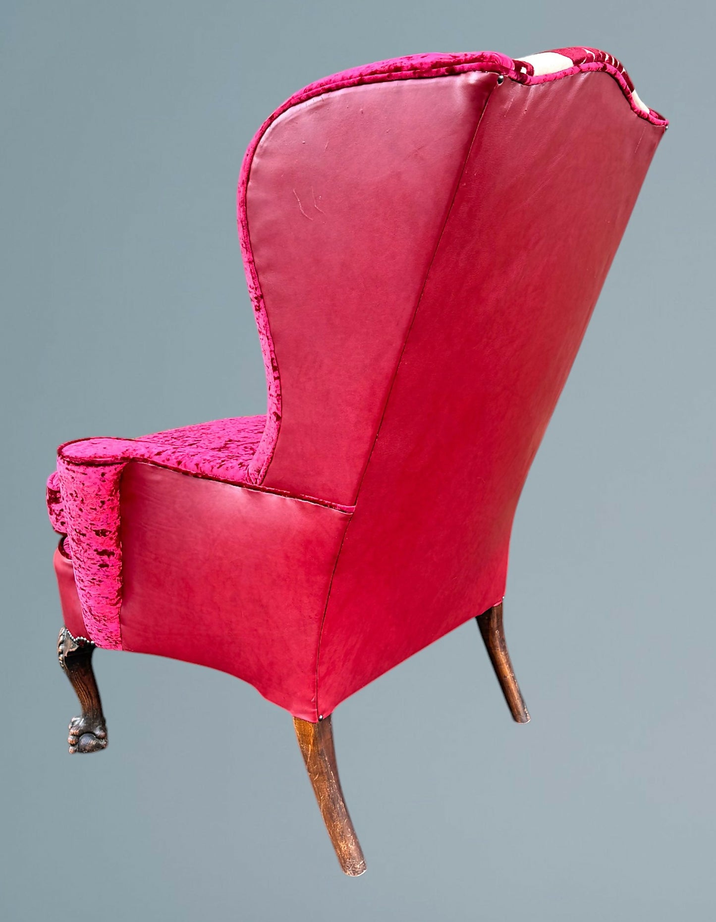 Oak Queen Anne Style Wing Chair