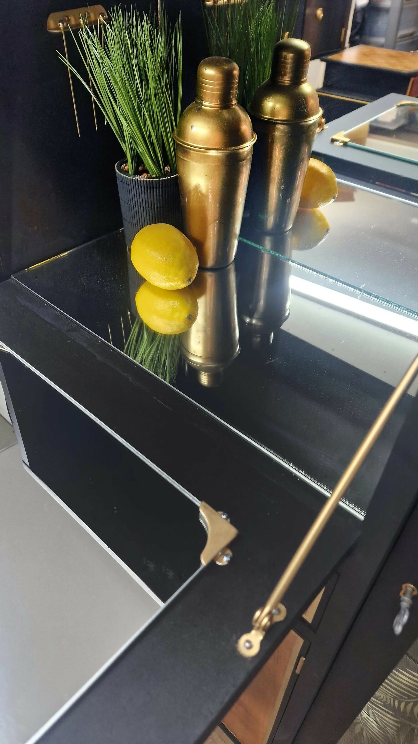 Art deco cocktail cabinet black and gold
