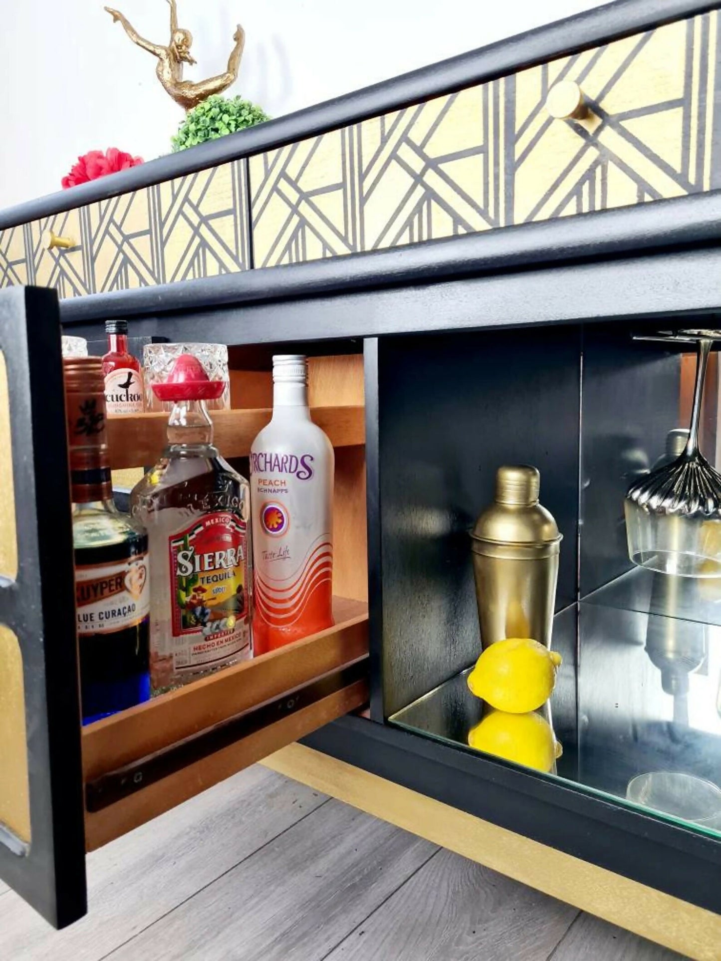 nathan sideboard black and gold cocktail cabinet