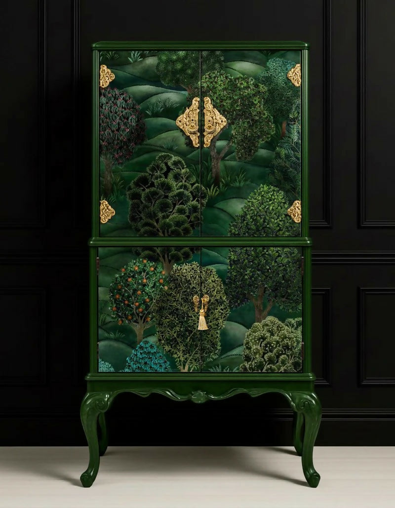 Upcycled Cocktail Cabinet - Green Forest