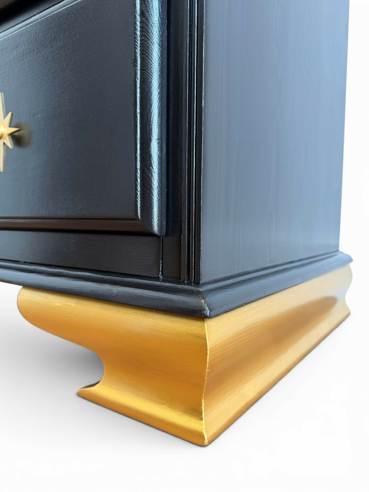 Luxury Black Starburst Chest of Drawers | Solid Wood | Vintage Refurbished Bespoke Furniture
