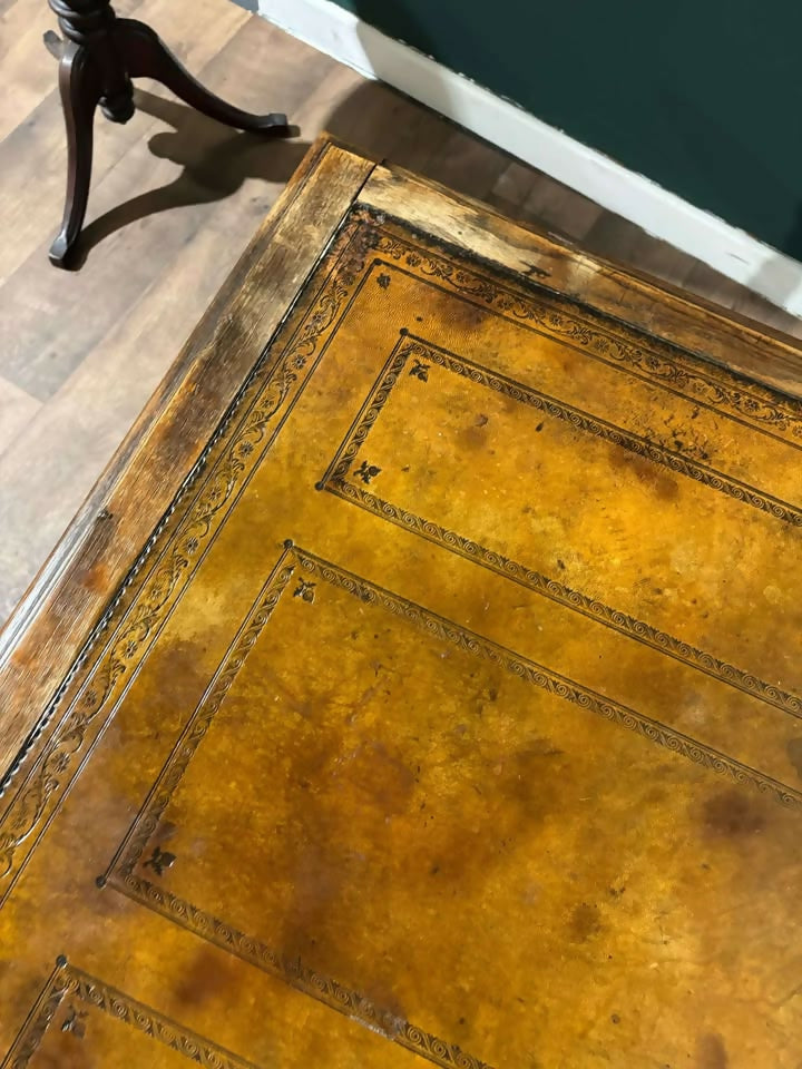 Victorian oak library table featuring