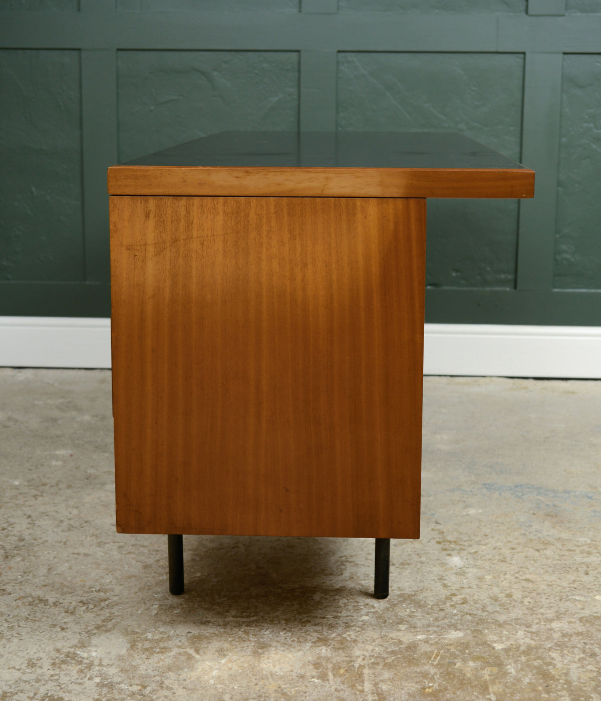 Mid Century Teak Office Desk with Black Top - Danish?