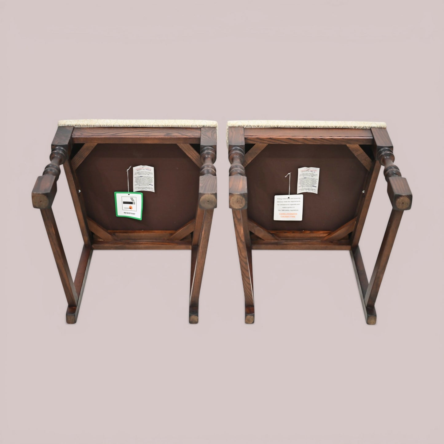 2 Old Charm Dining Chairs Solid Oak Tudor Brown Finish EXC FREE UK Delivery